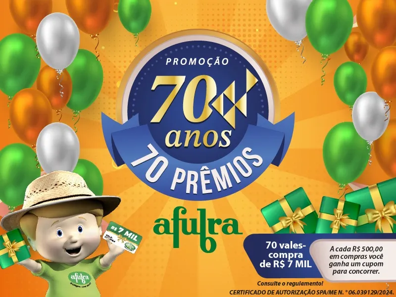Campanha “Afubra 70 anos, 70 prêmios” segue até fim de julho