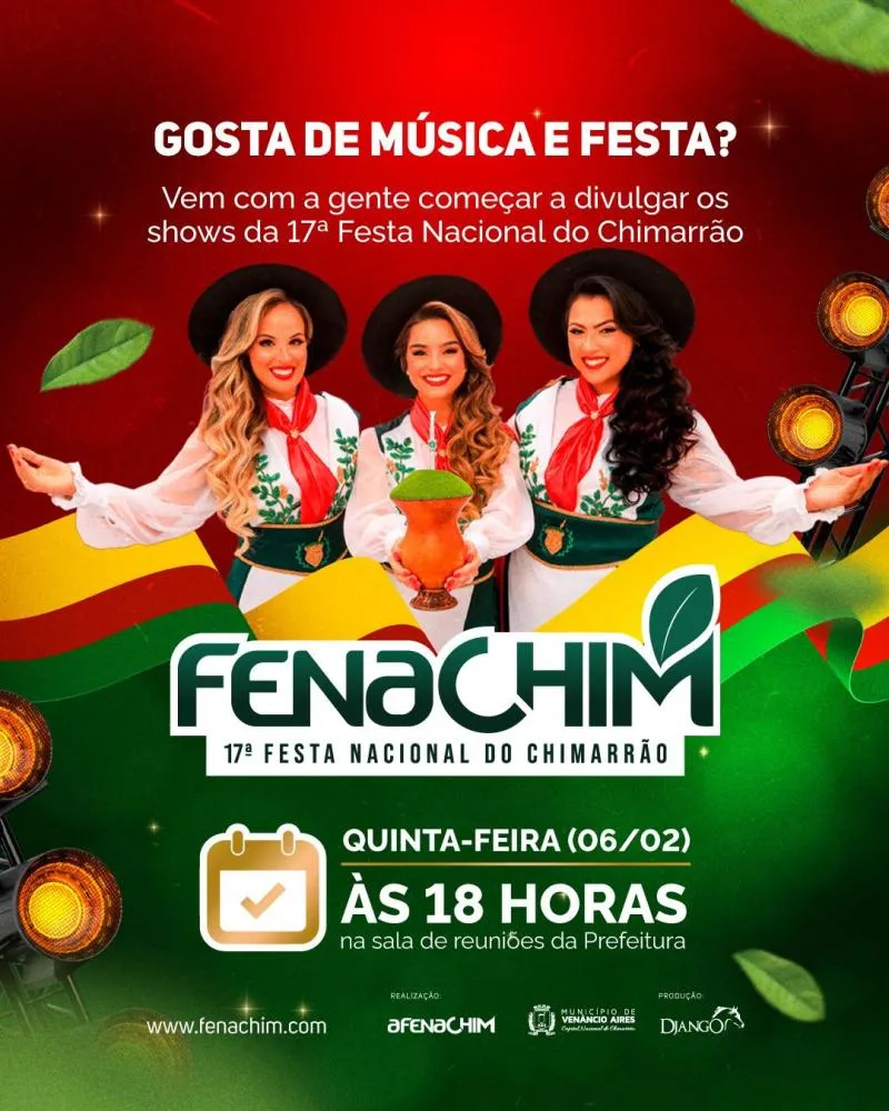 Fenachim apresenta shows nacionais nesta quinta-feira (6)